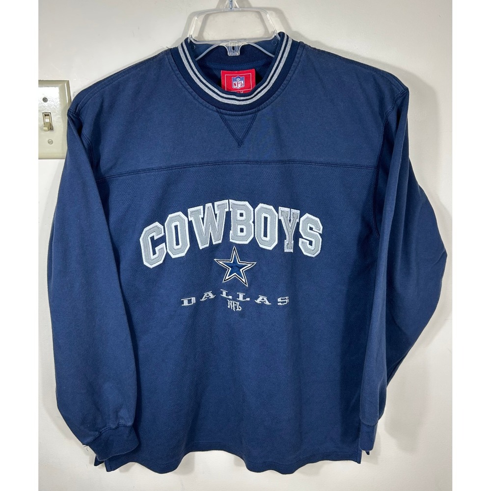 VTG NFL Dallas Cowboys Shirt Men M Navy Blue L/S Embroidered Star Logo Blokecore